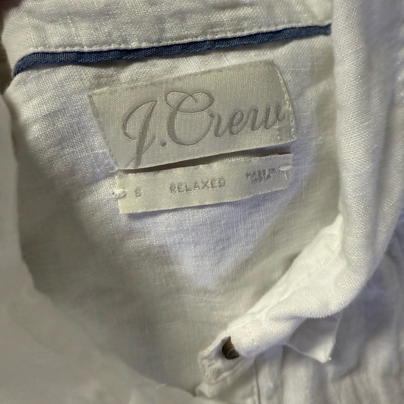 J. Crew White Linen Relaxed Button Down Shirt with Cap Sleeve - Picture 4 of 5